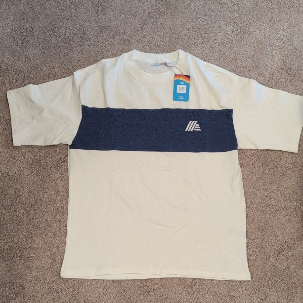 Cream and Navy T-Shirt